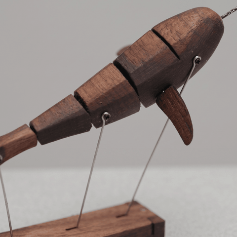 Riyumyi Handcrafted Walnut Whale Automaton