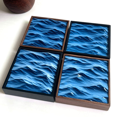 Riyumyi Handcrafted Wooden Ocean Wave Carving