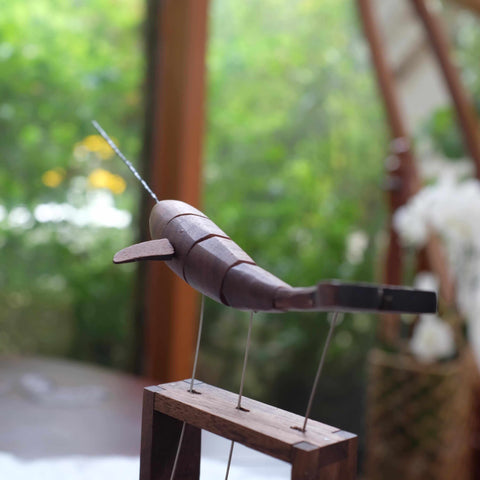 Riyumyi Handcrafted Walnut Whale Automaton