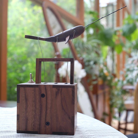 Riyumyi Handcrafted Walnut Whale Automaton